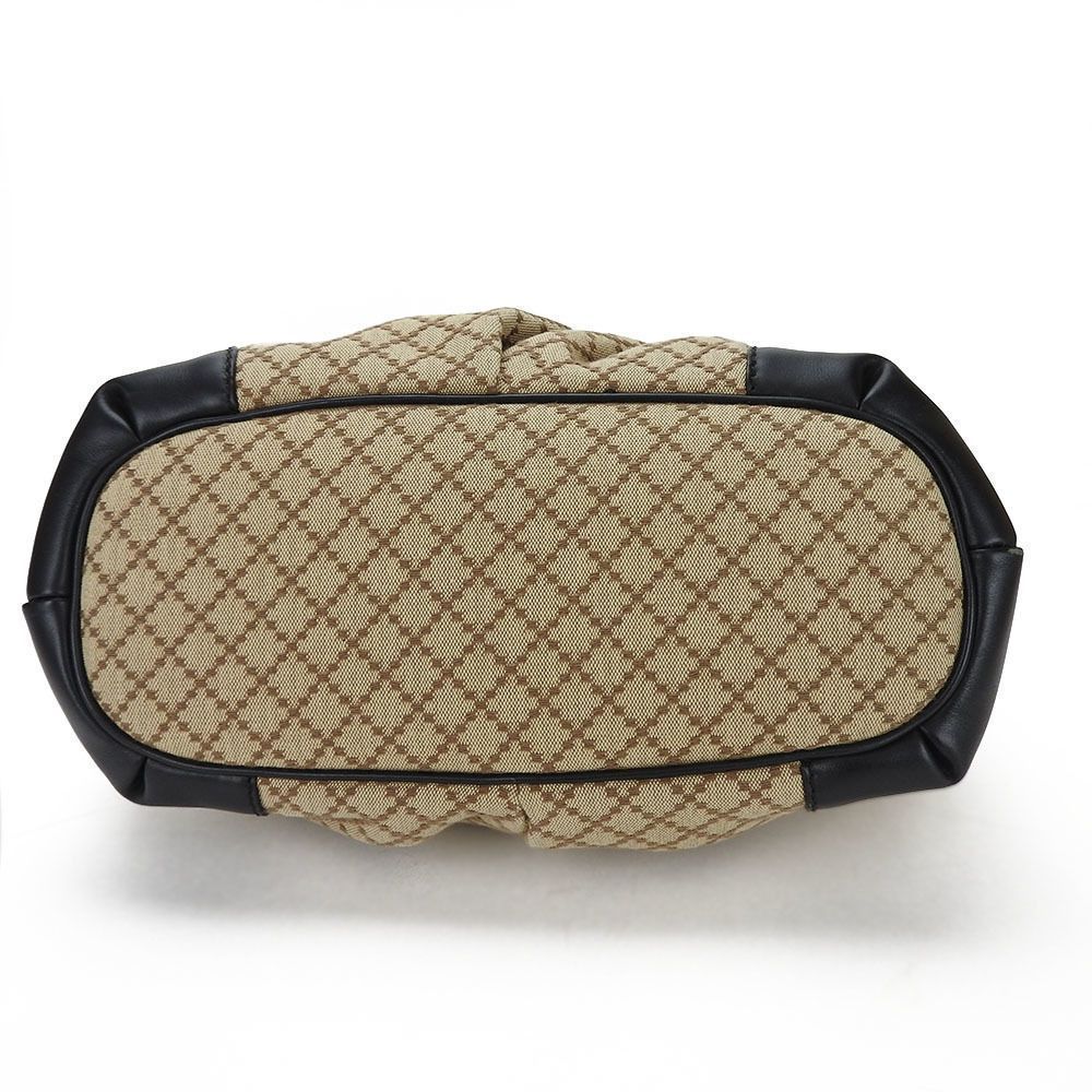 Gucci Diamante Leather Canvas Beige Brown Black Shoulder Strap 2way Handbag - Picture 4 of 9
